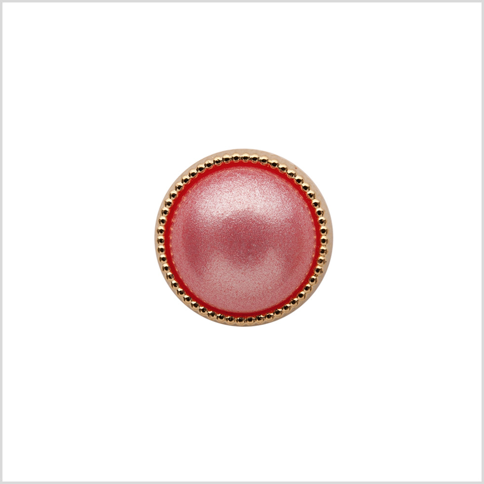 Italian Pink and Gold Edged Shank Back Button - 20L/12.5mm