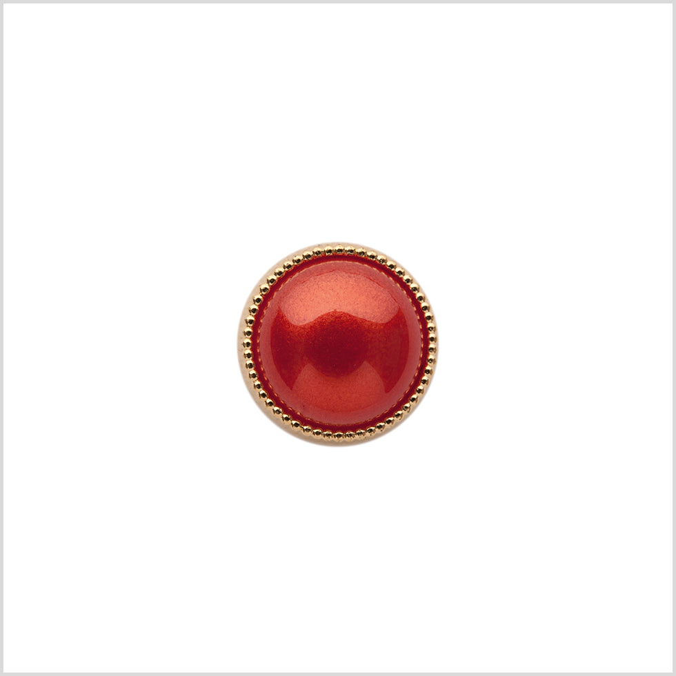 Italian Red/Gold Shank Back Button - 16L/10mm