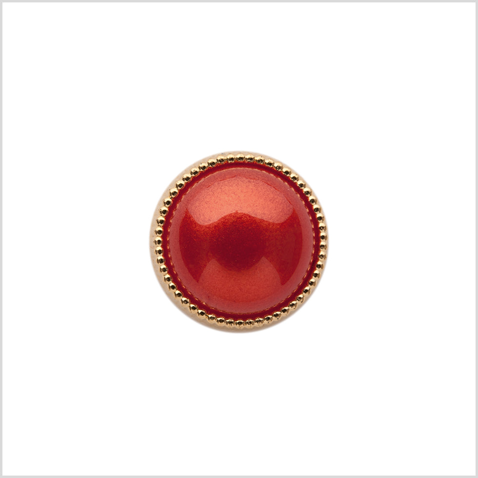 Italian Red and Gold Edged Shank Back Button - 20L/12.5mm