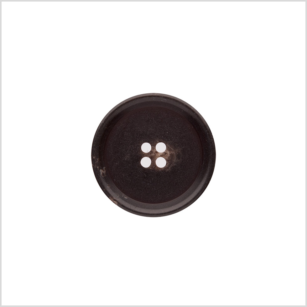 Italian Matte Brown Rimmed 4-Hole Button - 36L/23mm
