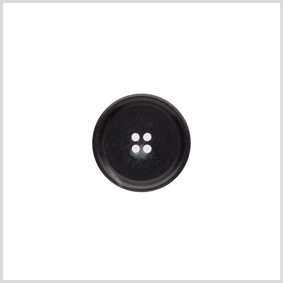 Italian Matte Black Rimmed 4-Hole Button - 32L/20mm