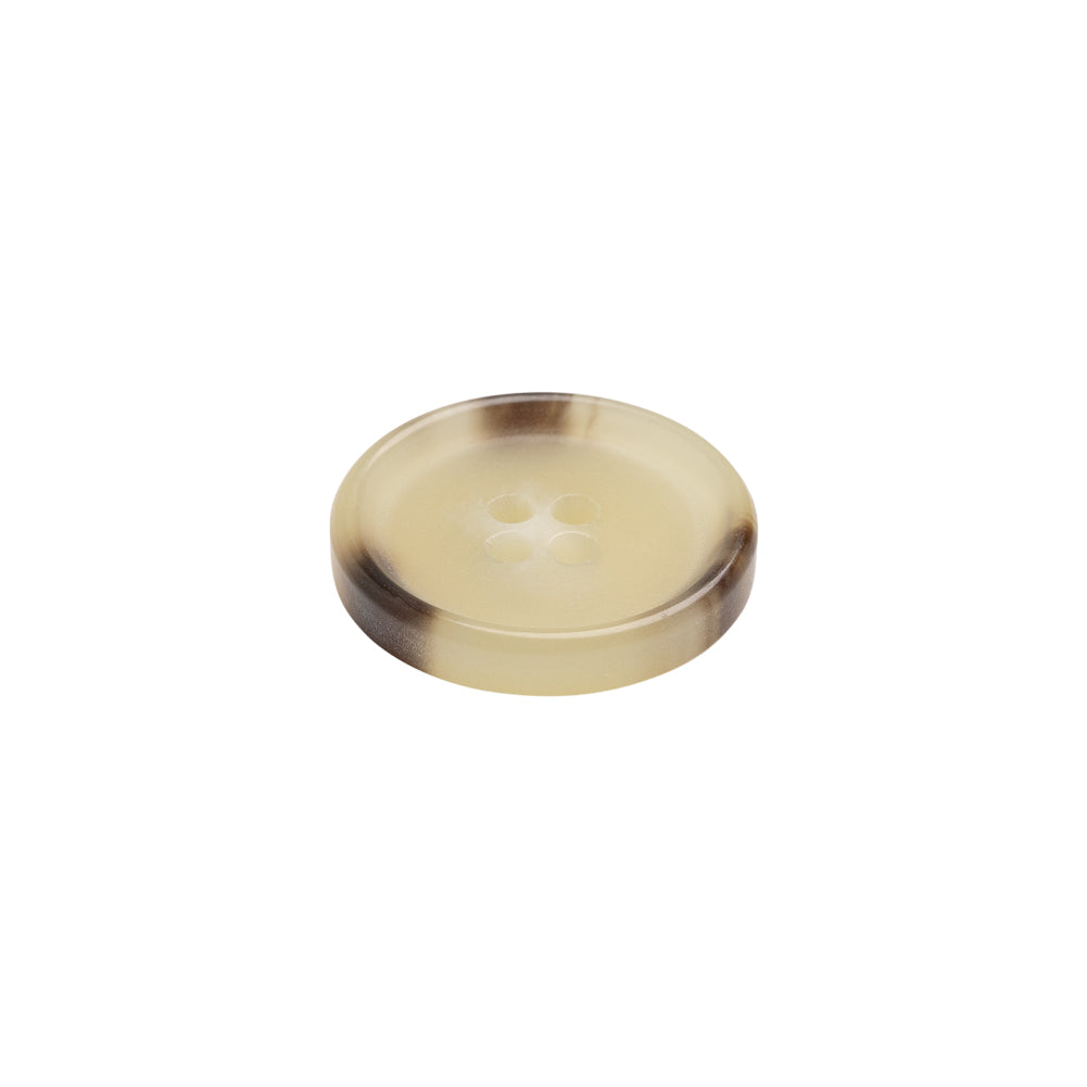 Italian Matte Beige Rimmed 4-Hole Button - 24L/15mm Folded