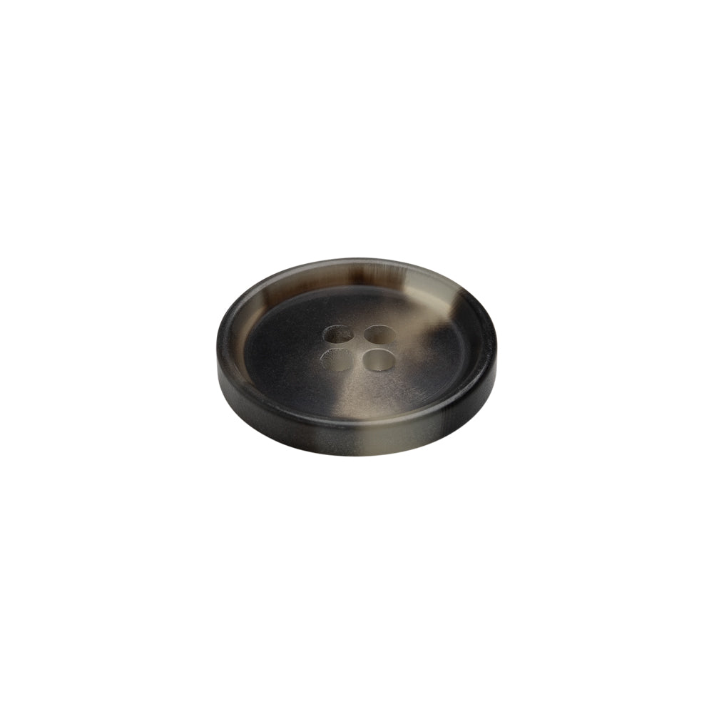 Italian Matte Black/White Rimmed 4-Hole Button - 24L/15mm Folded