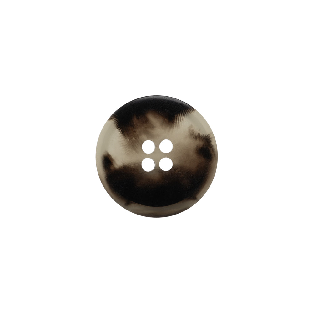 Italian Matte Black/White Rimmed 4-Hole Button - 24L/15mm Detail