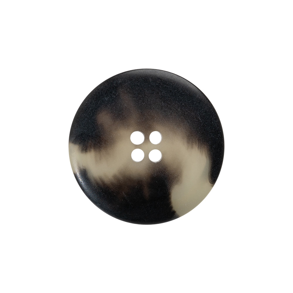 Italian Matte Black/White Rimmed 4-Hole Button - 36L/23mm Detail