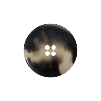 Italian Matte Black/White Rimmed 4-Hole Button - 36L/23mm Detail
