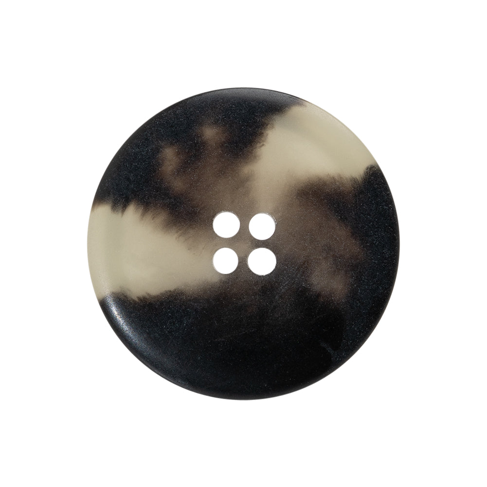 Italian Matte Black and White Rimmed 4-Hole Button - 40L/25.5mm Detail