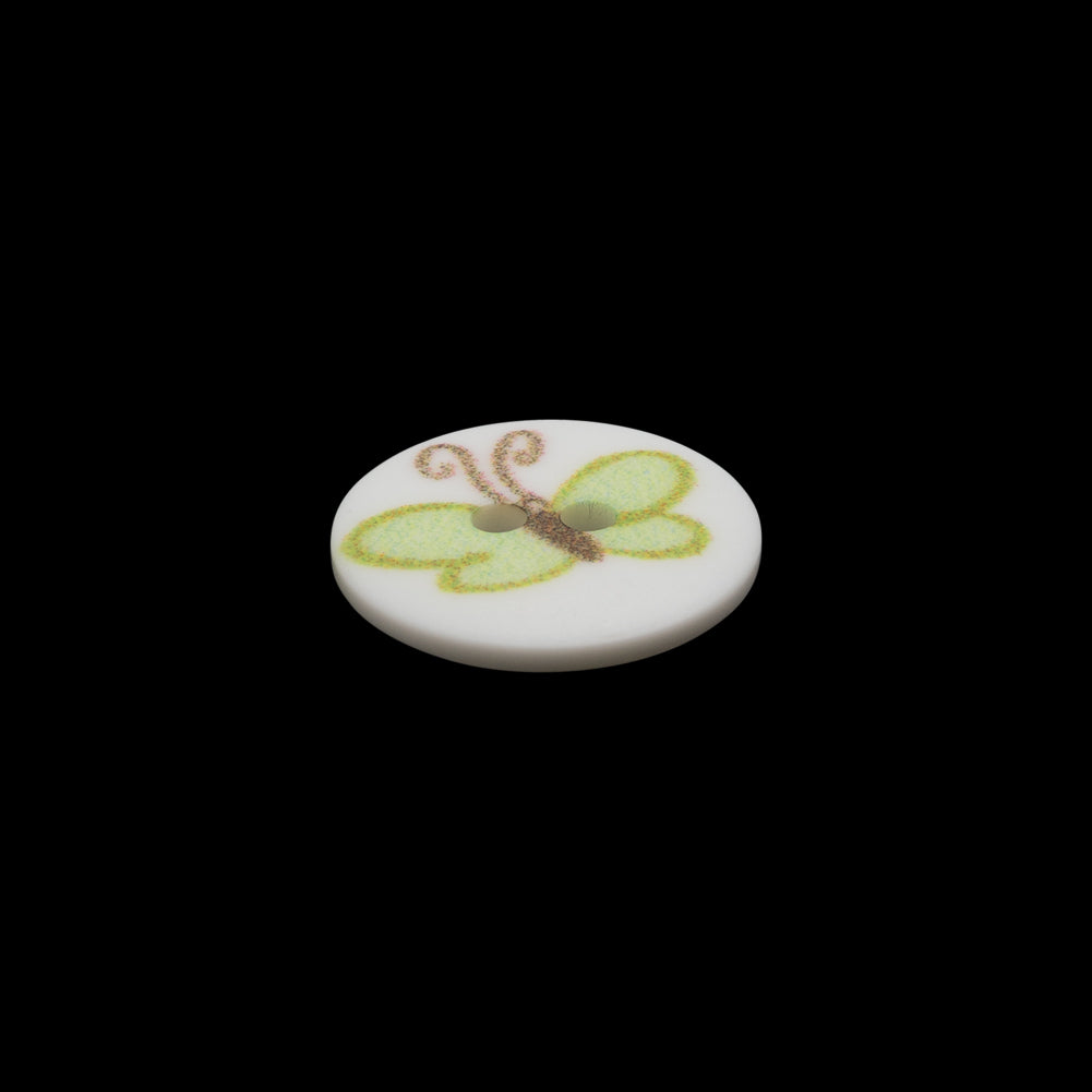 Italian Green Kids Butterfly Button - 24L/15mm Folded