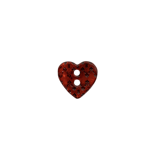 Italian Red Heart-Shaped Shell Button - 18L/11.5mm
