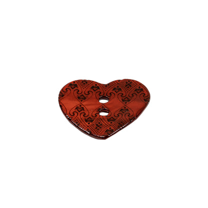 Italian Red Heart-Shaped Shell Button - 32L/20mm - Folded