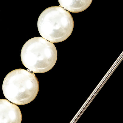 Italian Silver Safety Pin with Pearls - 0.875" x 2.265" Detail