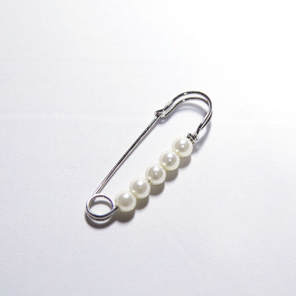 Italian Silver Safety Pin with Pearls - 0.875" x 2.265"