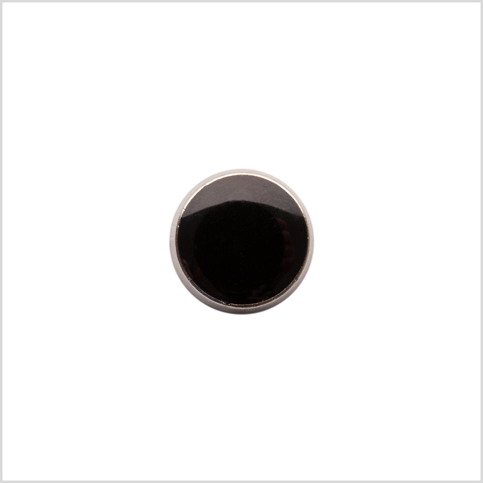 Italian Black/Silver Shank Back Button - 17L/10.5mm