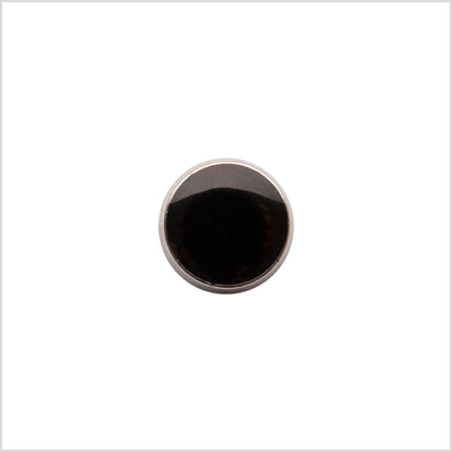 Italian Black/Silver Shank Back Button - 17L/10.5mm