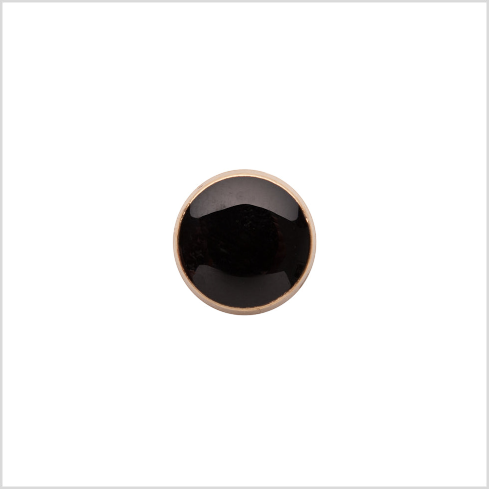Italian Black/Gold Shank Back Button - 17L/10.5mm