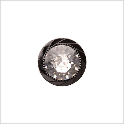 Italian Black Plastic/Rhinestone Shank Back Button - 22L/14mm