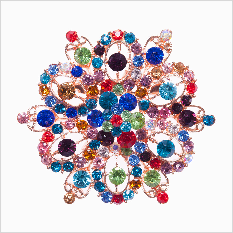 Italian Multicolor Rhinestone Brooch