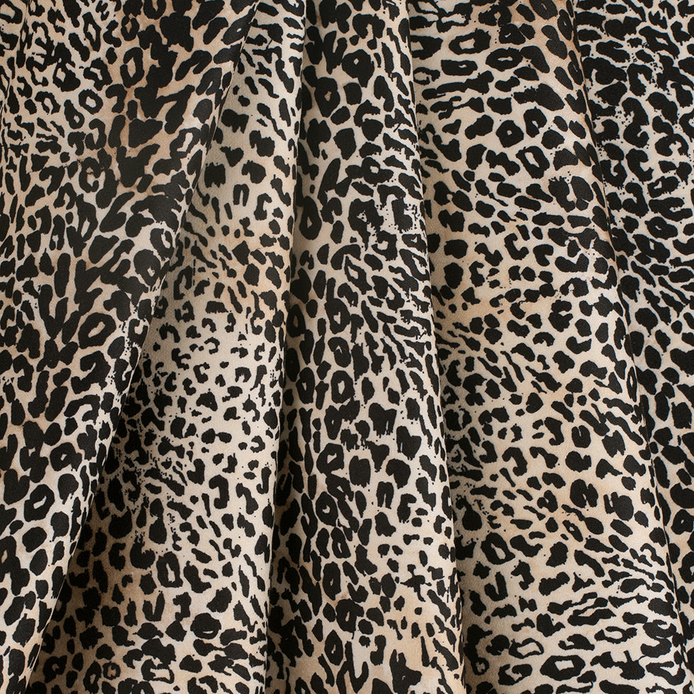 Black/Beige Cheetah Printed Micro-Polyester and Cotton - Folded