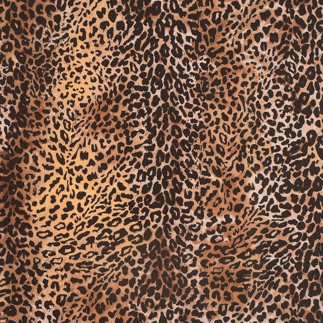 Brown/Black Cheetah Printed Micro-Polyester and Cotton