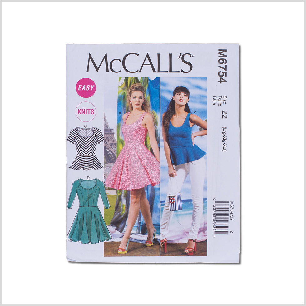 McCall's Fitted Flared Tops and Dresses Pattern M6754 Size ZZ