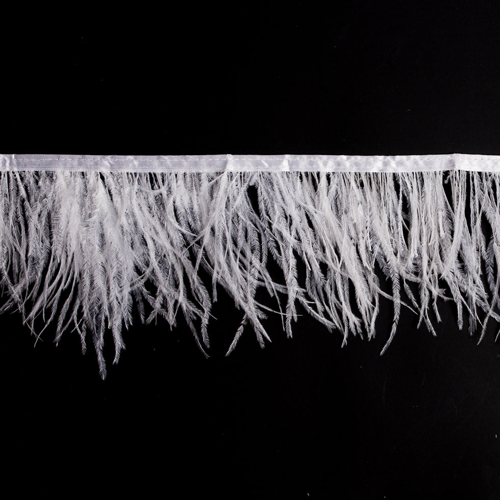 6" Single Ply White Ostrich Fringe