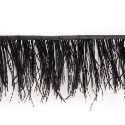 6 Single Ply Black Ostrich Fringe