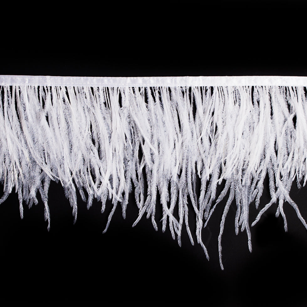 6 Single Ply White Ostrich Fringe