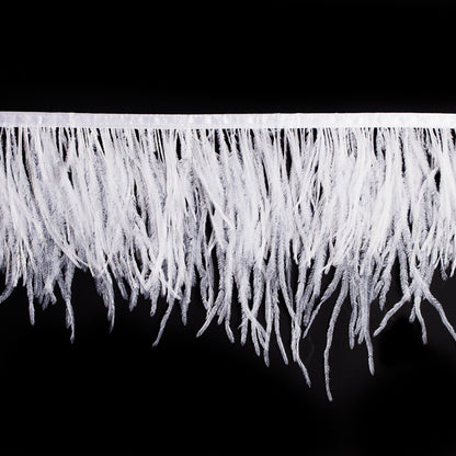 6 Single Ply White Ostrich Fringe