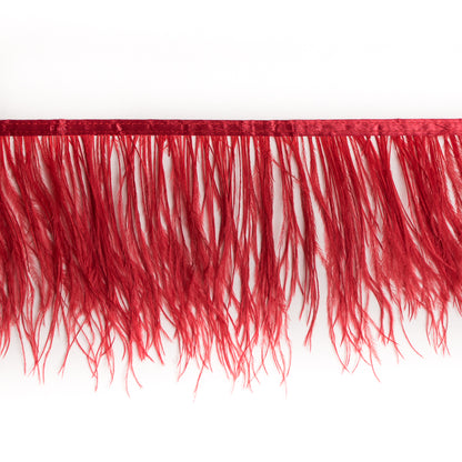 6 Single Ply Red Ostrich Fringe