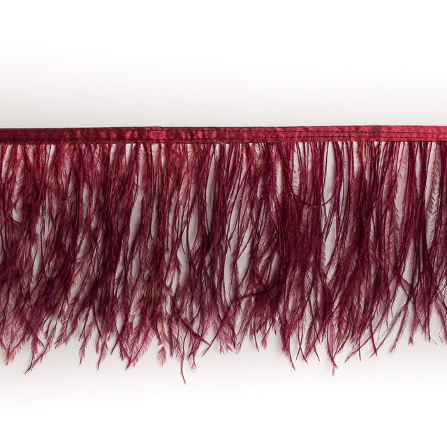 6 Single Ply Burgundy Ostrich Fringe