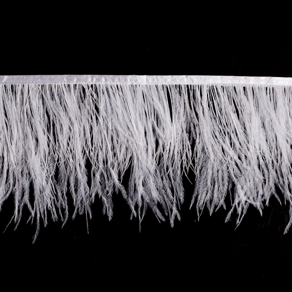 6 Double Ply White Ostrich Fringe