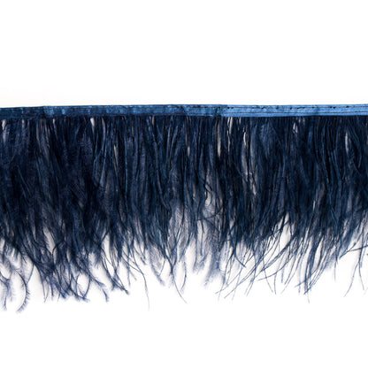 6 Double Ply Dark Navy Ostrich Fringe