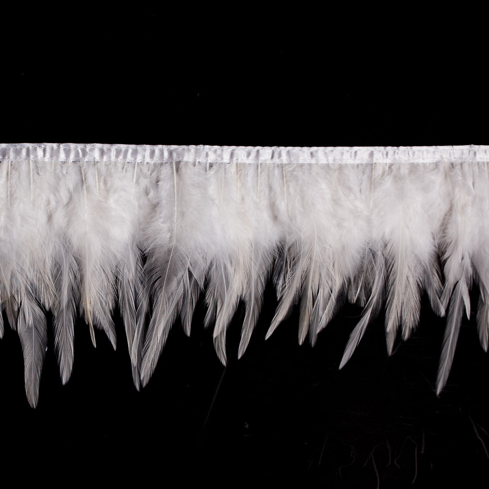 6 White Cock Feather Fringe