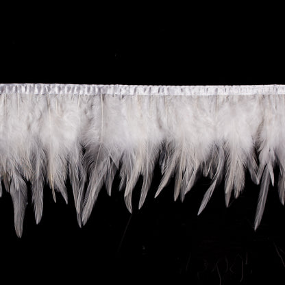 6 White Cock Feather Fringe