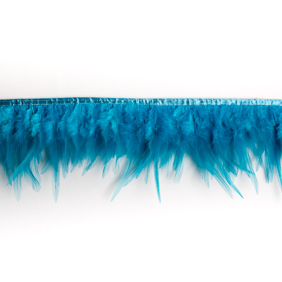 6 Turquoise Cock Feather Fringe