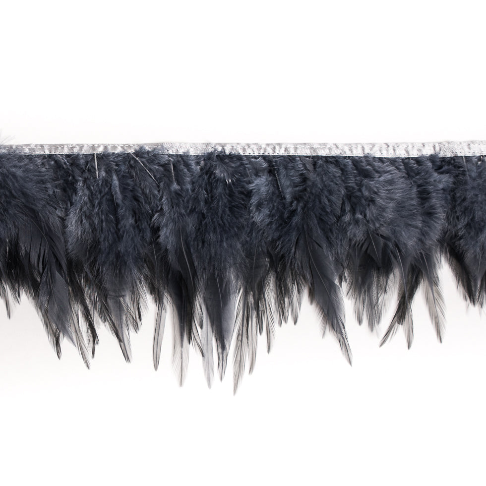 6" Dark Gray Cock Feather Fringe