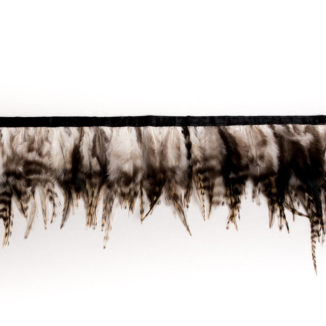 6" Brown/White Cock Feather Fringe