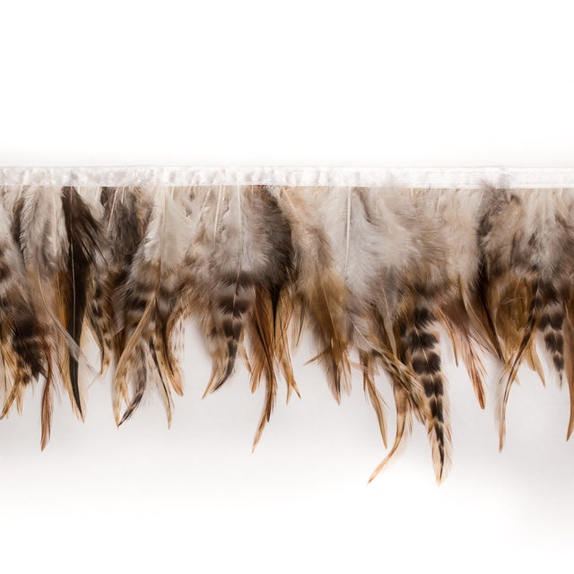 6 Orange Racoon Tail Cock Feather Fringe