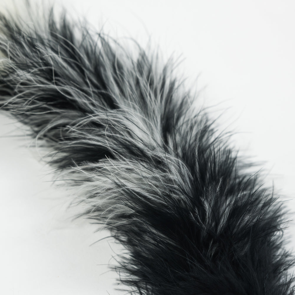 Black and Cream Marabou Feather Scarf - 33" Detail