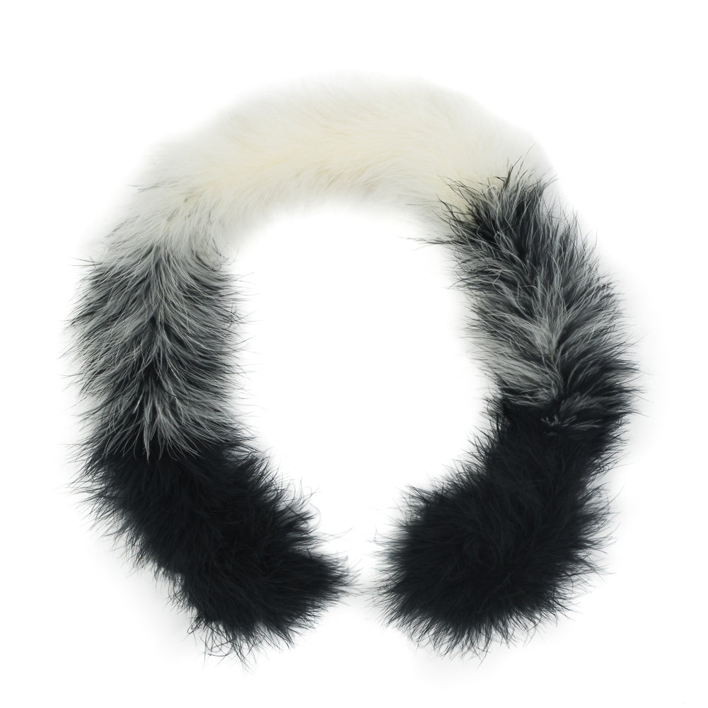 Black and Cream Marabou Feather Scarf - 33"