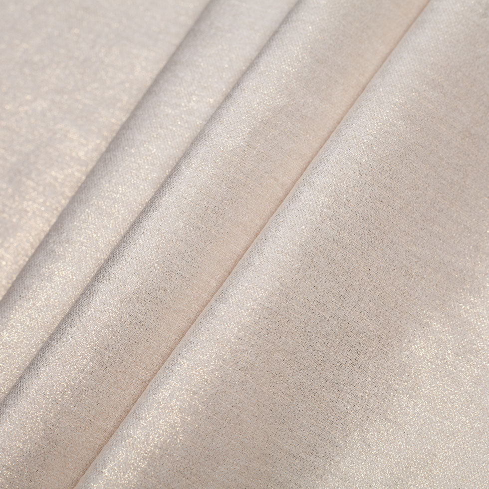 Short Pile Ivory Metallic Polyester Blended Velvet - Folded