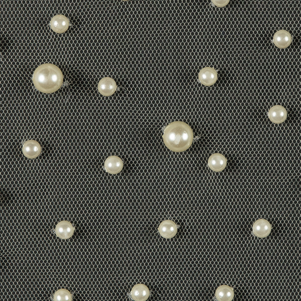 Mesh Lace with Pearl Beads - Ivory Full