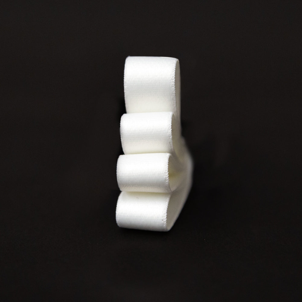 Italian White Stretch Satin-Faced Ribbon - 0.375 - Detail