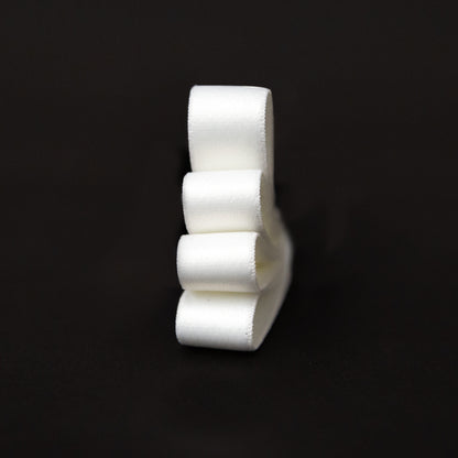 Italian White Stretch Satin-Faced Ribbon - 0.375 - Detail