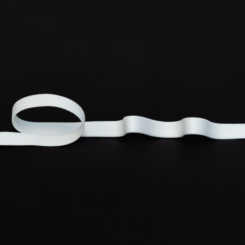 Italian White Stretch Satin-Faced Ribbon - 0.375