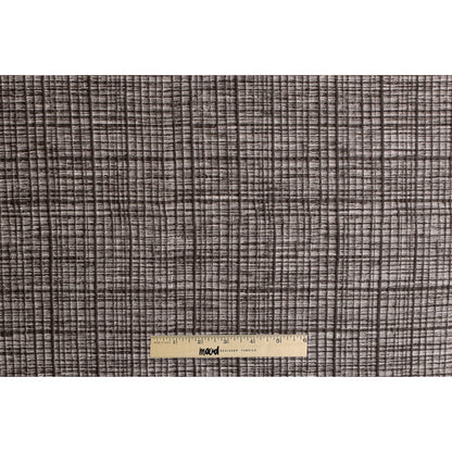 Brown Textured Grid Blended Linen Woven - Full