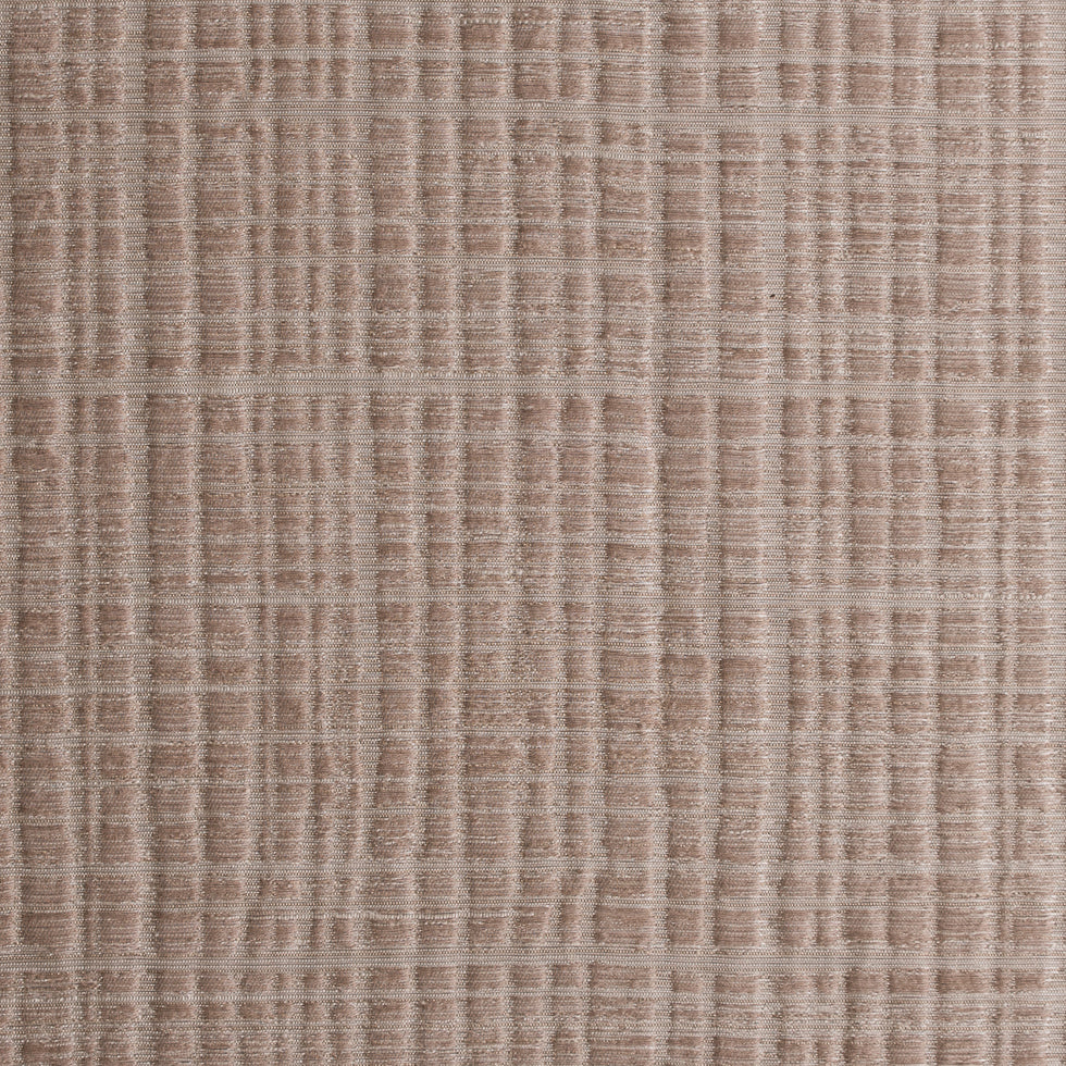 Beige Textured Grid Blended Linen Woven