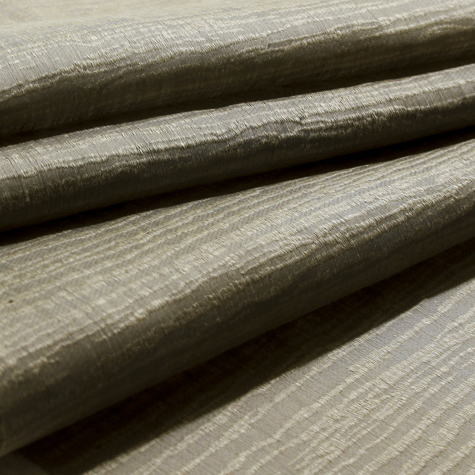Beige Organic Stripes Polyester-Cotton Woven - Folded