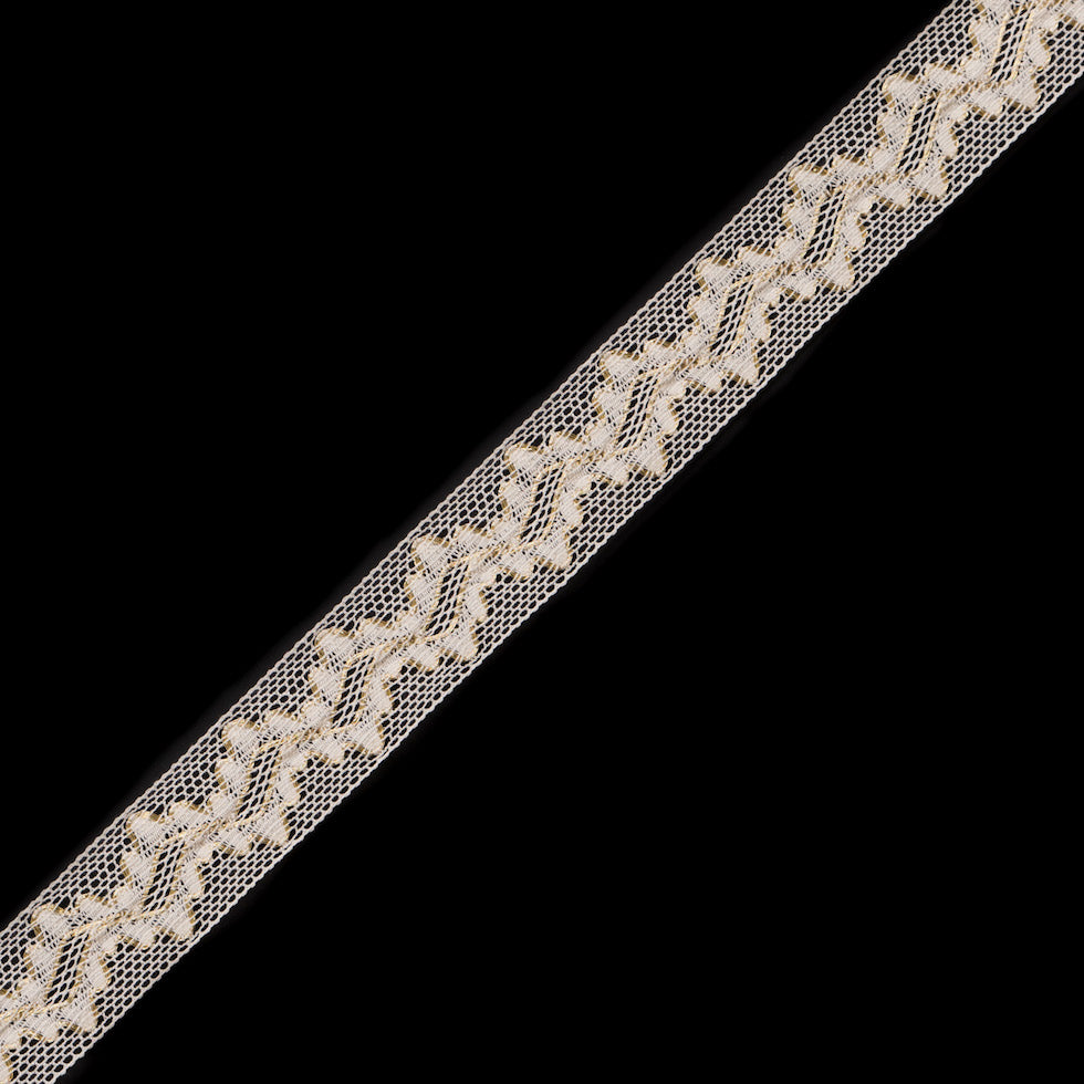 Beige and Metallic Gold Crochet Trim - 1"