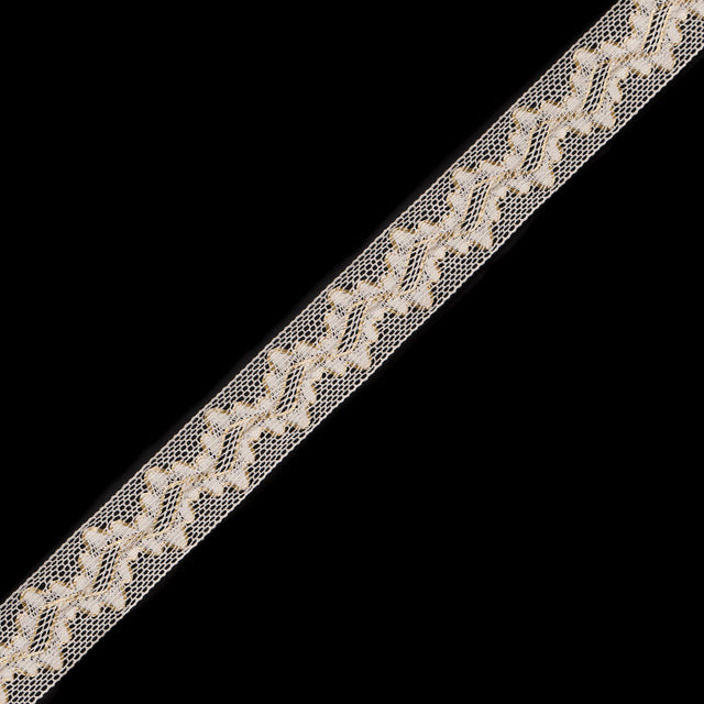 Beige and Metallic Gold Crochet Trim - 1"